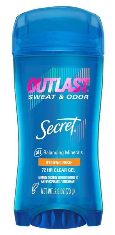 Secret Deodorant Outlast 2.6oz Clear Gel Hygienic Fresh