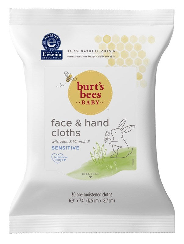 Burts Bees Baby Face & Hand Cloths Sensitive 30 Count( (1PC))