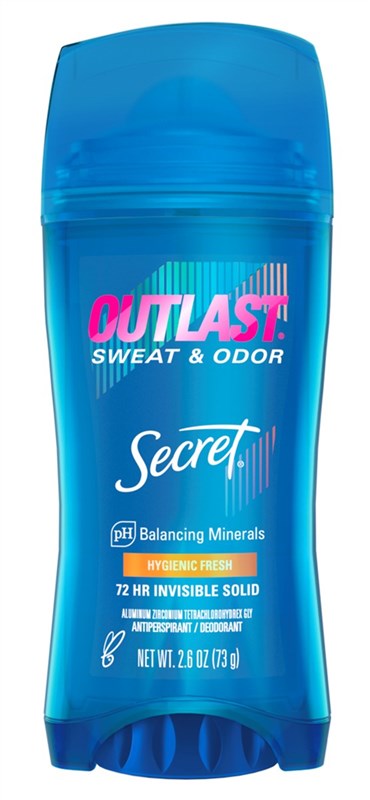 Secret Deodorant Outlast 2.6oz Invisible Solid Hygienic Fresh