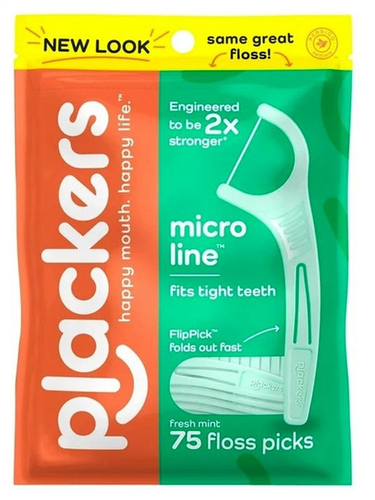 Plackers Micro Line Floss Picks Fresh Mint 75 Count