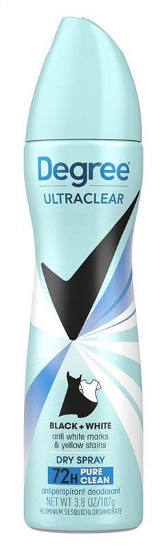 Degree Deodorant Womens 3.8oz Dry Spray Black/White Purecln