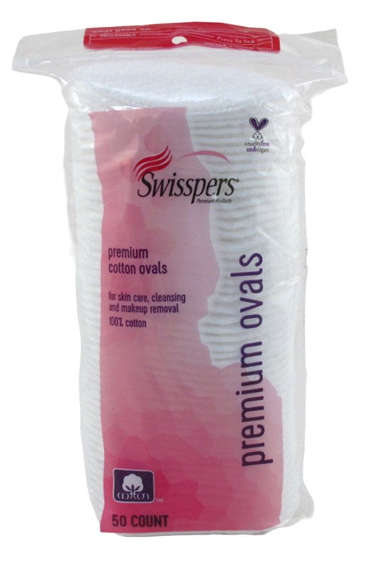Swisspers Cotton Ovals Premium 50 Count 100% Cotton