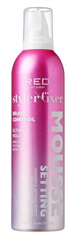 Kiss Red Styler Fixer Setting Mousse Braid Control 12oz