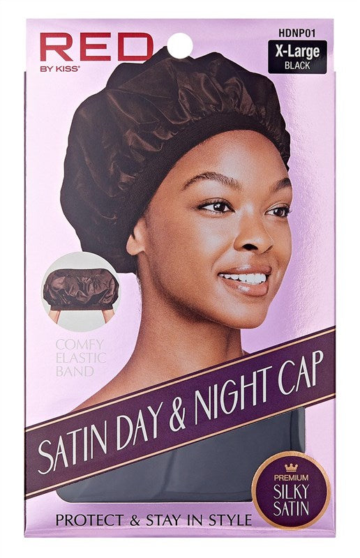 Kiss Red Satin Day & Night Cap X-Large Black (12in)