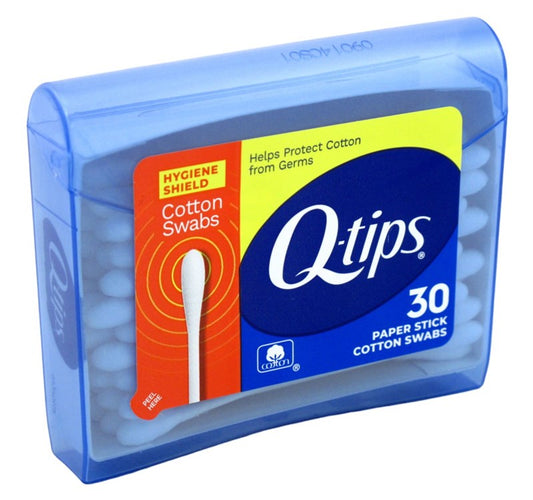 Q-Tips Cotton Swabs 30 Count Hygiene Shield Purse Pack(9in)