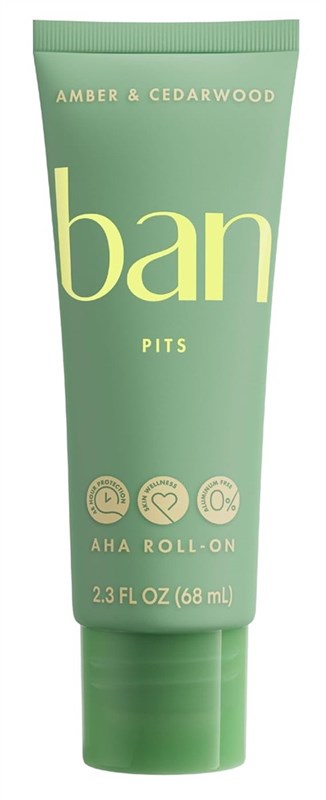 Ban Deodorant 2.3oz Roll-On Serum Aha Amber & Cedarwood