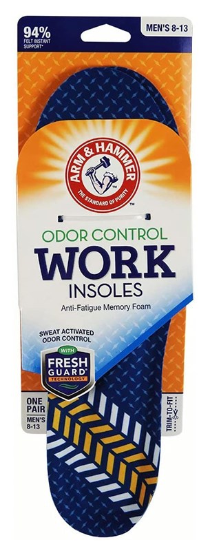 Arm & Hammer Work Insoles Memory Foam Mens 8-13