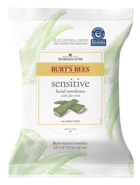 Burts Bees Towelettes Sensitive Aloe 30 Count ( (1PC))