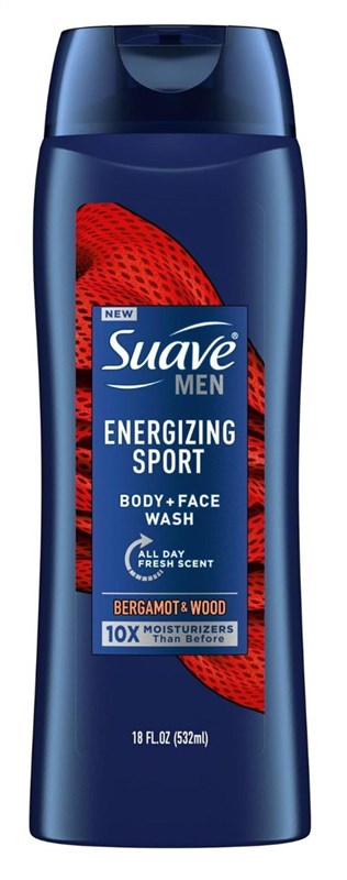 Suave Body + Face Wash Men 18oz Energizing Bergamot +Wood