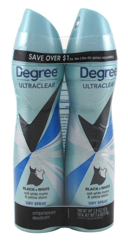 Degree Deodorant Womens 3.8oz Dry Spray Black/White Twin Pk