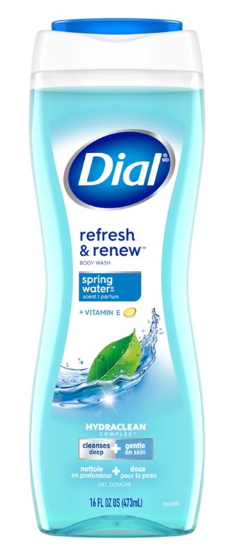 Dial Body Wash Spring Water 16oz Refresh & Renew+Vitamin-E