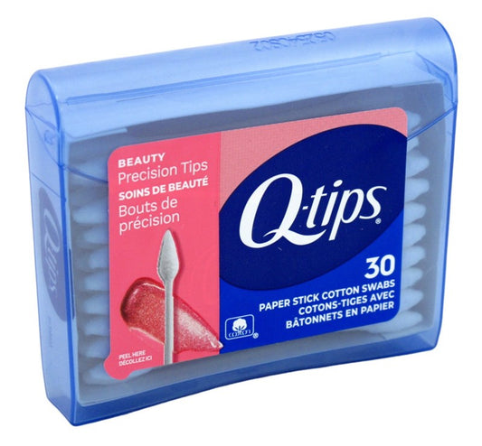 Q-Tips Cotton Swabs 30 Count Precision Tips Purse Pack(9in)